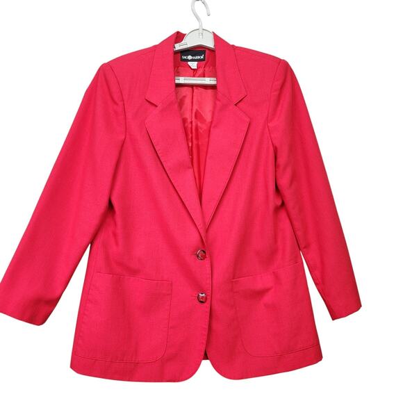 Sag Harbor Vintage Blazer 12 Red Suit Jacket Workwear Career Classic Rayon Blend - Picture 7 of 13